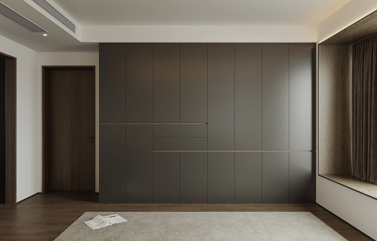 Dark Gray Metal Line PET Carbon Crystal Wall Panel Interior Decoration Metal PET carbon crystal wall panel, dark gray interior decorative wall board with metal line for bedroom wardrobe background wall